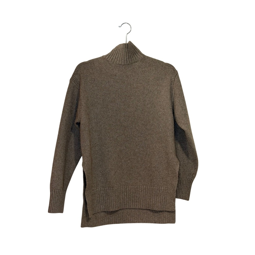 HM Mock Neck Knit Sweater Taupe Brown Wool Blend Pullover 0992208 6 XS